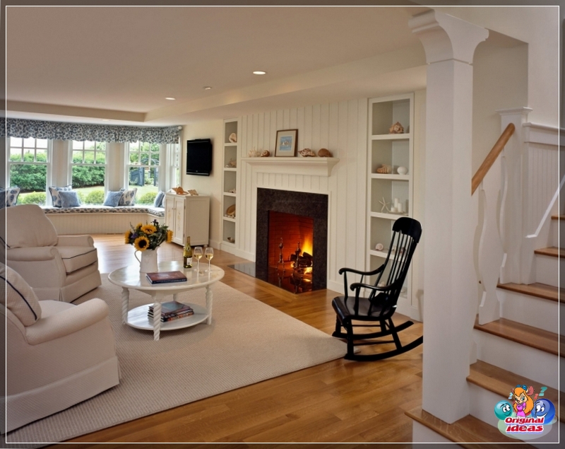 Fotel bujany przy kominku