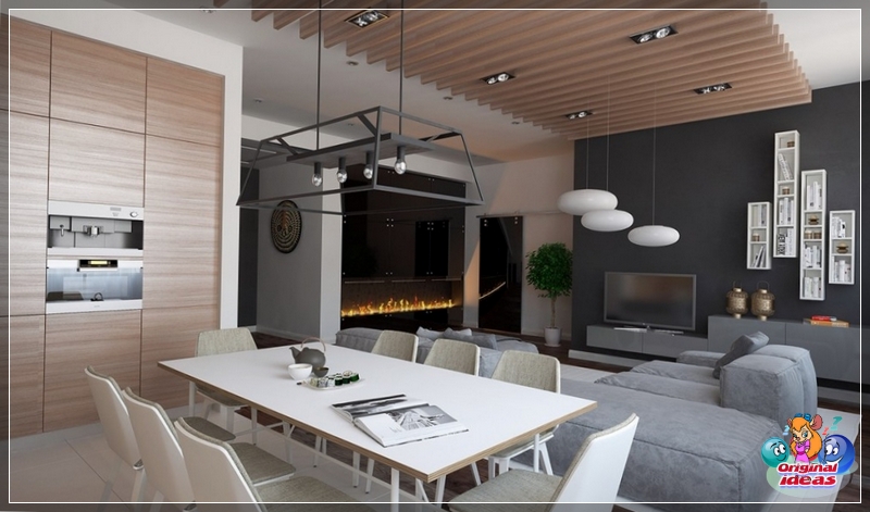 Drewniany salon w nowoczesnym stylu