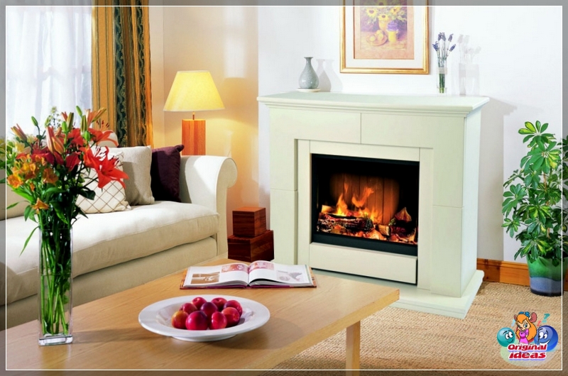 Projekt salonu z kominkiem jest wygodny i przytulny