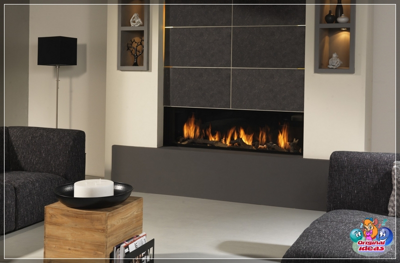 Salon z kominkiem elektrycznym