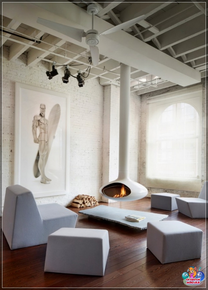 Ciekawy projekt salonu w stylu loft