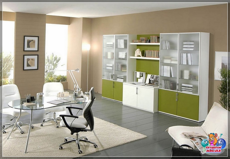 cabinet Light office with a green facade at the furniture