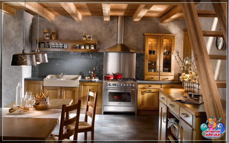 kitchen Wooden unpainted kitchen facade