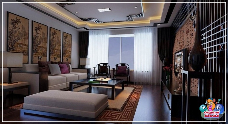room Dark parquet with light wall decoration and furniture looks great