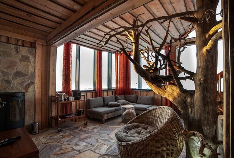 Rustic living room with natural materials Rustic living room with natural materials