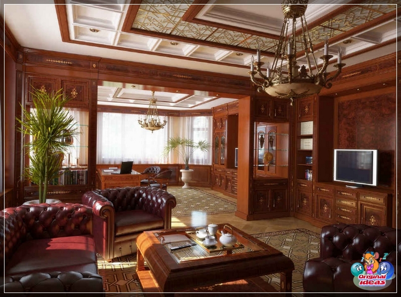 Żyrandole w gabinecie na suficie w gabinecie w stylu angielskim