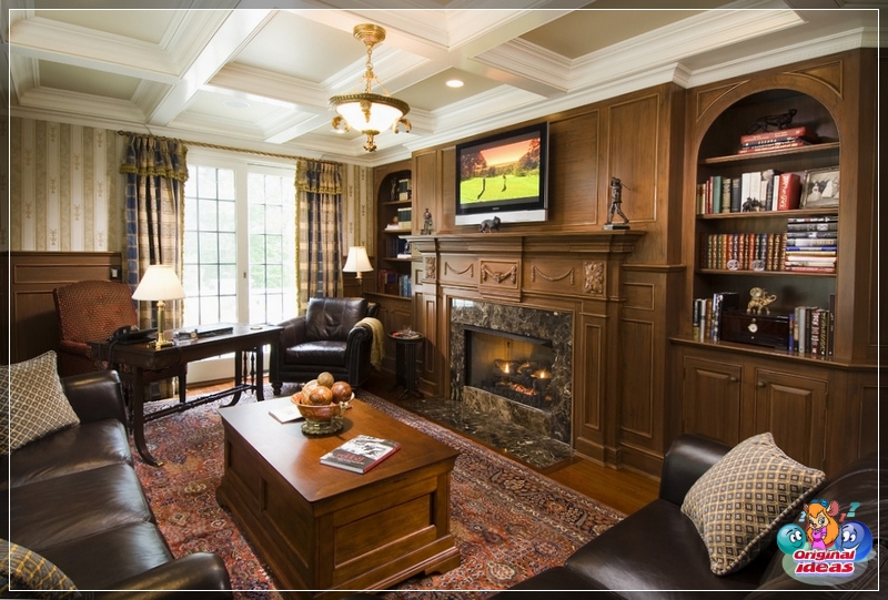 Meble skórzane w biurze w stylu angielskim