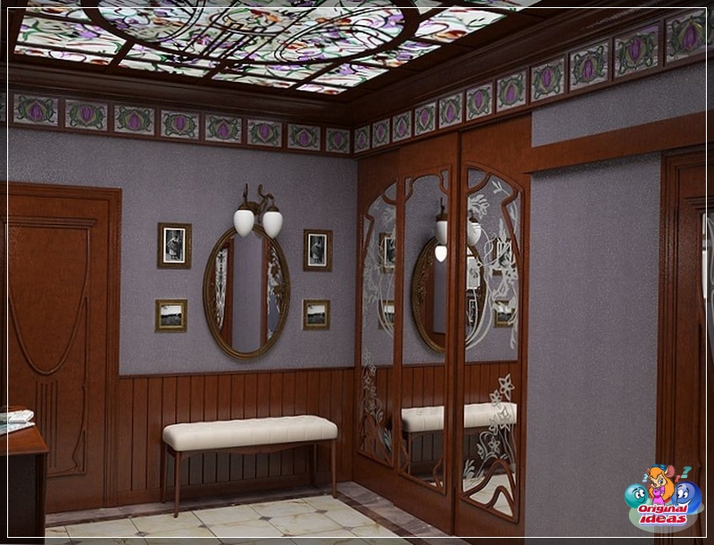 korytarz W przedpokoju w stylu Art Nouveau mebli jest za mało – tylko te najpotrzebniejsze