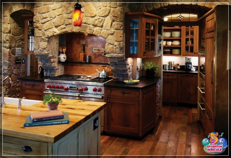 Decoración de piedra en la cocina