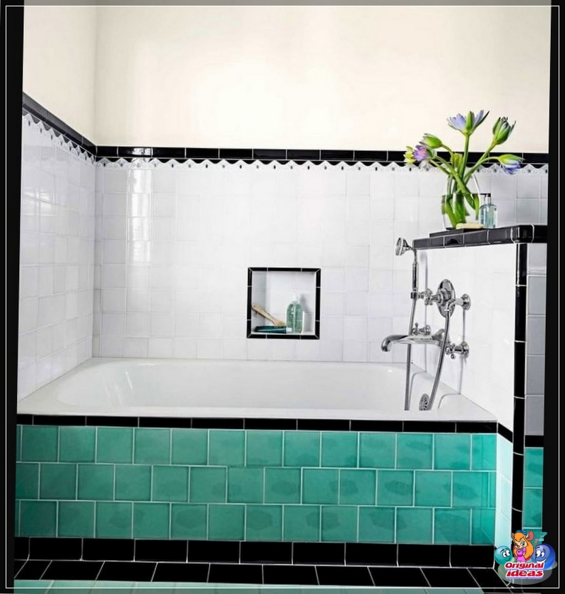 bathroom Bathroom finishes with two-tone tiles