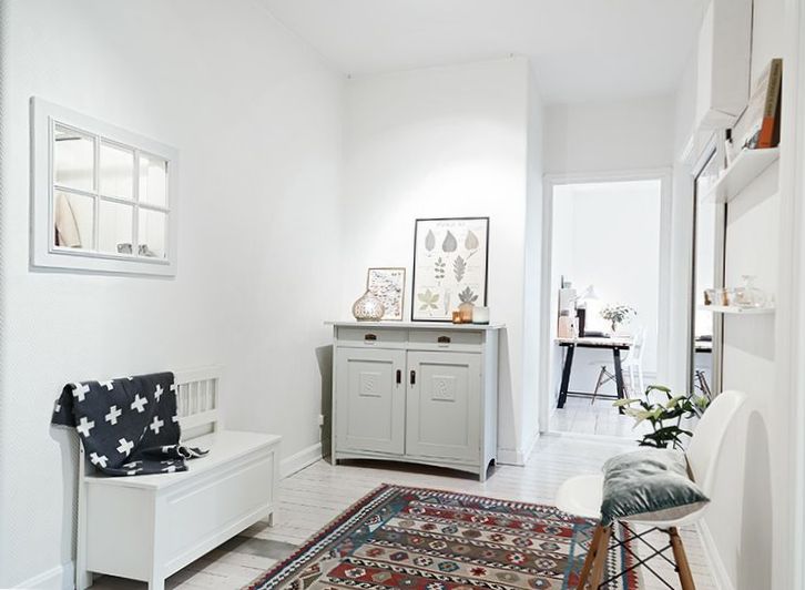 hallway The carpet in ethnic style will organically fit into the Scandinavian hallway