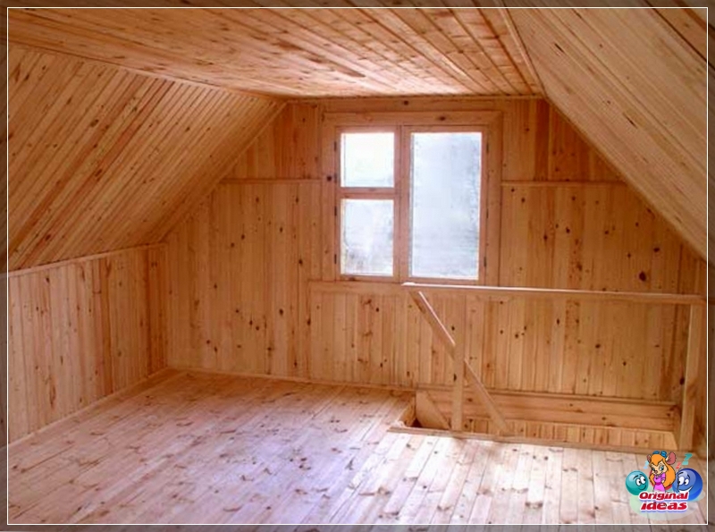 design Internal cladding of the attic floor with clapboard