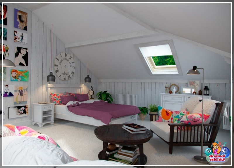 design Room in the attic for a girl in Provence style