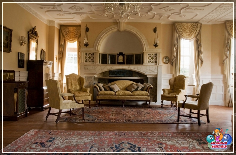 The interior of the living room decorated in the Empire style The interior of the living room decorated in the Empire style