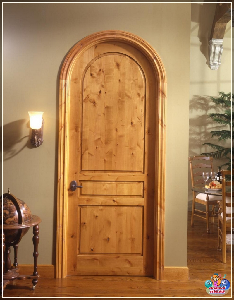 Drzwi wewnętrzne łukowe z litego drewna