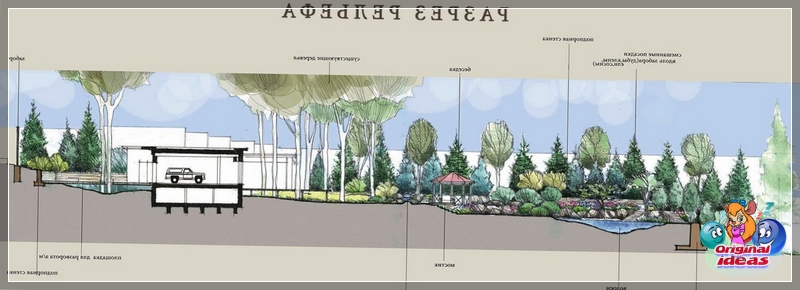 Schemat przekroju z murem oporowym