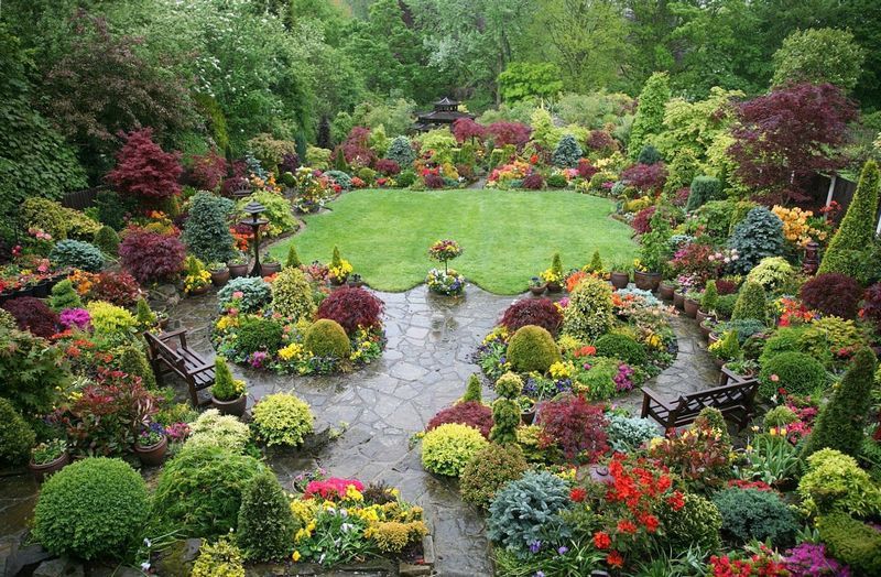 landscape A place of harmony and tranquility for people in an English-style garden