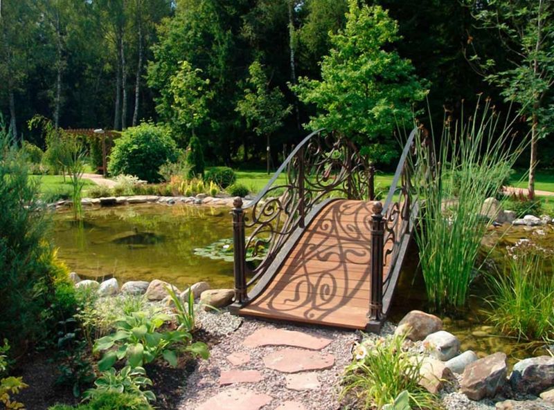 landscape English style wrought iron bridge