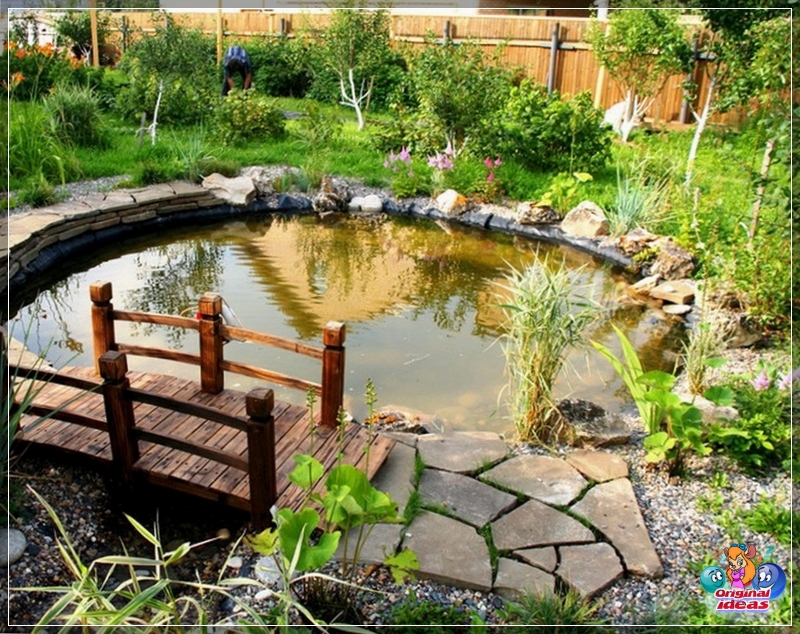 landscape Pond decoration with decorative stone in the English style