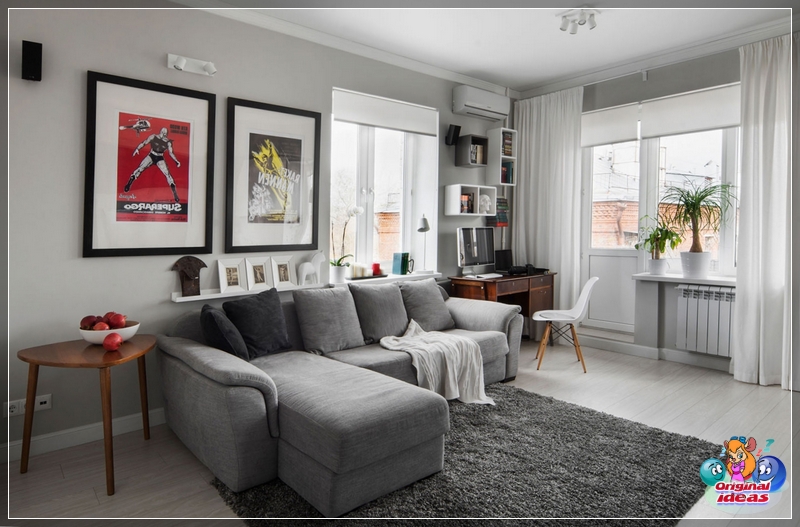 mieszkanie Wnętrze salonu apartamentu typu studio w Chruszczow