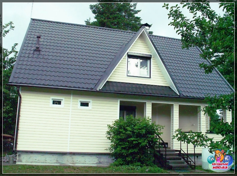 option External finishing of a frame house with plaster