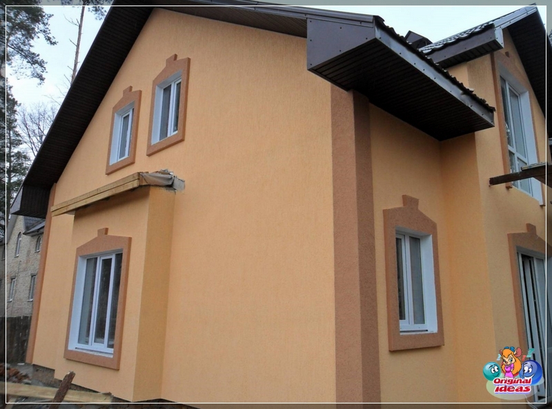 option Finishing the facade with plaster looks very beautiful