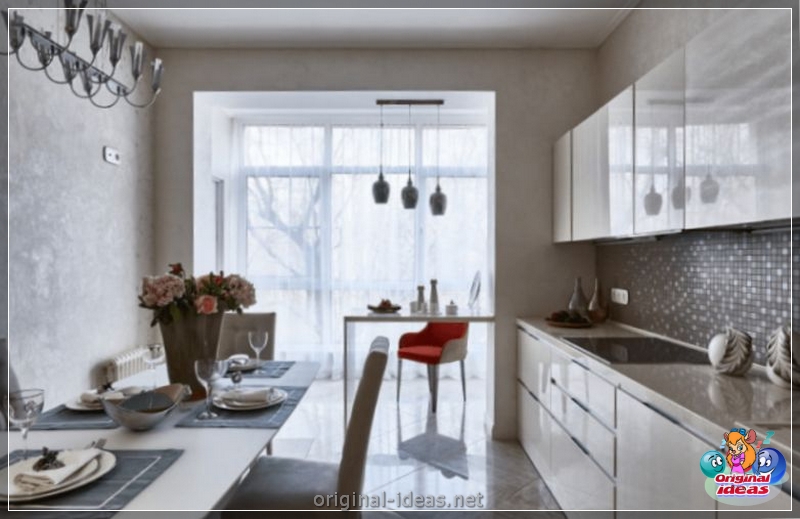 Cuisine combinée avec un balcon: fonctionnalités de planification, règles de zonage, options de design d'intérieur, idées de conception intéressantes, vraies photos (fonctionnalités) Cuisine combinée avec un balcon: fonctionnalités de planification, règles de zonage, options de design d'intérieur, idées de conception intéressantes, vraies photos