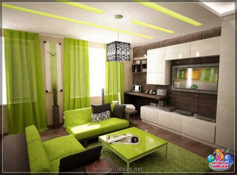 Salon en couleur verte: nuances à la mode, combinaisons de couleurs, caractéristiques du design, design d'intérieur moderne, photo (salon) Salon en couleur verte: nuances à la mode, combinaisons de couleurs, caractéristiques du design, design d'intérieur moderne, photo