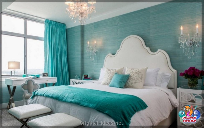 Chambre à coucher en tons bleus: combinaisons avec d'autres nuances, options de décoration, les meilleures idées et les nouveautés de design, photo (combinaisons) Chambre à coucher en tons bleus: combinaisons avec d'autres nuances, options de décoration, les meilleures idées et les nouveautés de design, photo