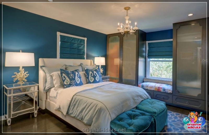 Chambre à coucher en tons bleus: combinaisons avec d'autres nuances, options de décoration, les meilleures idées et les nouveautés de design, photo (tons) Chambre à coucher en tons bleus: combinaisons avec d'autres nuances, options de décoration, les meilleures idées et les nouveautés de design, photo