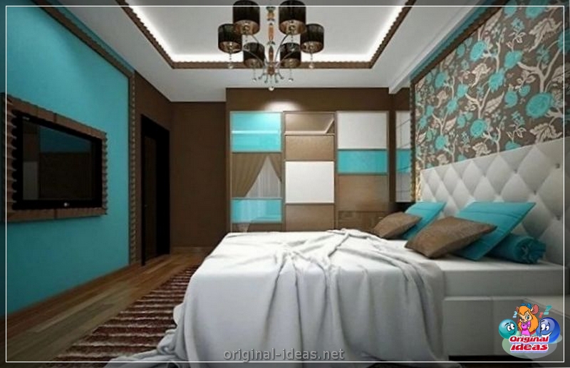 Chambre à coucher en tons bleus: combinaisons avec d'autres nuances, options de décoration, les meilleures idées et les nouveautés de design, photo (combinaisons) Chambre à coucher en tons bleus: combinaisons avec d'autres nuances, options de décoration, les meilleures idées et les nouveautés de design, photo