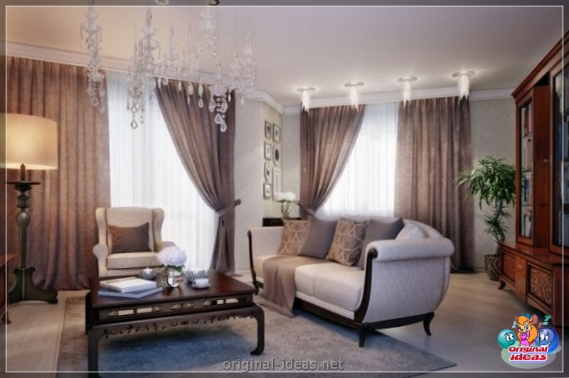 Rideaux dans le salon: nouvelles à la mode et options de décoration de fenêtres à l'aide de rideaux (145 photos) (dans) Rideaux dans le salon: nouvelles à la mode et options de décoration de fenêtres à l'aide de rideaux (145 photos)