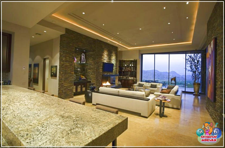 avec Salon haut de gamme avec décor de luxe