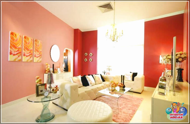 avec Salon design rose et rouge