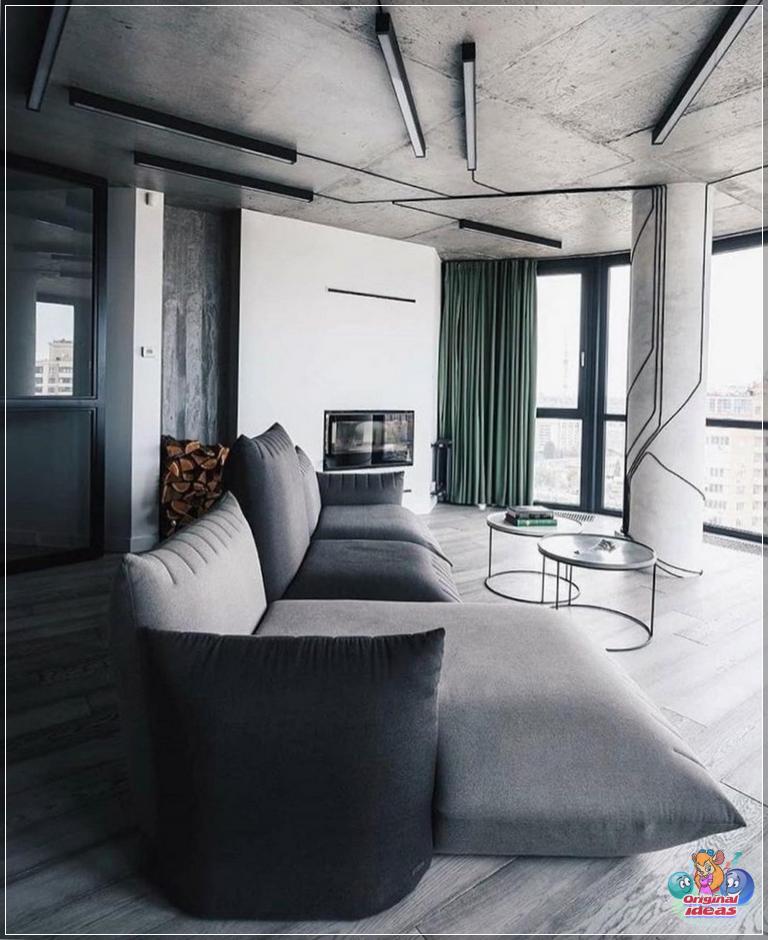 Холодные оттенки гостиной