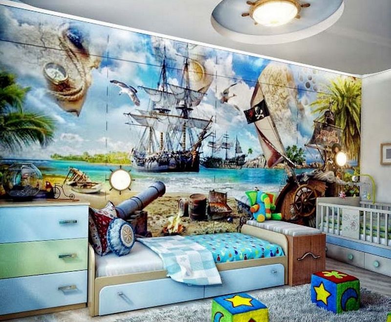 Interior of a children's room for boys of different ages
