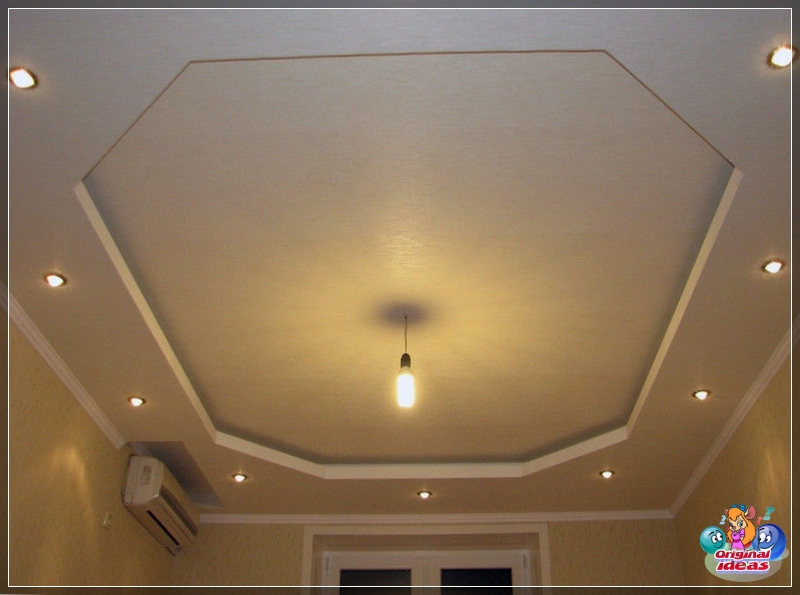 Plasterboard single-level ceiling