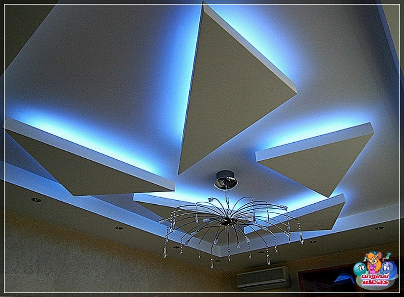 Illuminated plasterboard ceiling
