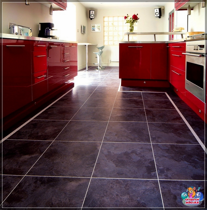 For a room with a rather aggressive environment, linoleum is the best option