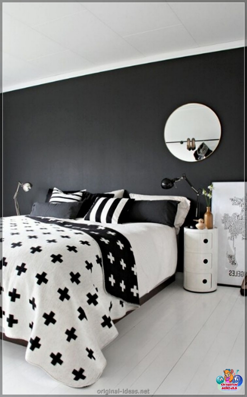 Чорная спальня: 100 лепшых фотаздымкаў эксклюзіўнага і стыльнага інтэр'еру спальні ў цёмных колерах