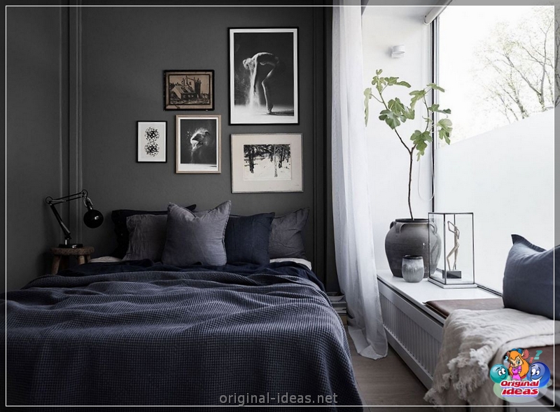Чорная спальня: 100 лепшых фотаздымкаў эксклюзіўнага і стыльнага інтэр'еру спальні ў цёмных колерах