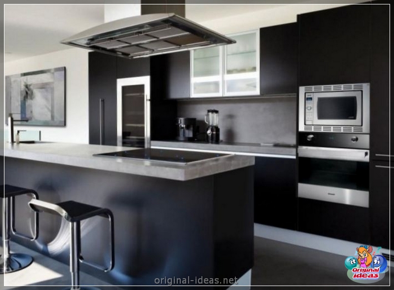 Чорная кухня: аптымальныя рашэнні і ідэі для чорных камбінацый на кухні (100 фотаздымкаў)