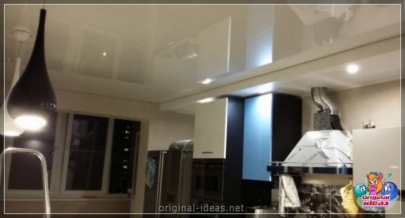 Нацягніце столь на кухні - 90 фотаздымкаў і відэа Прыклады прыгожага дызайну потолочных канструкцый