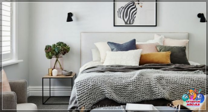 Інтэр'ер спальні ў скандынаўскім стылі 2021: новыя прадметы, са шпалерамі, у шэрых тонах, з белай мэбляй, сапраўднымі фотаздымкамі