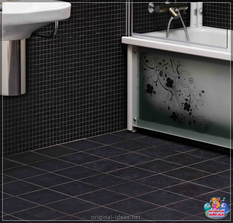 Чорны колер ваннай - 75 фотаздымкаў незвычайных ідэй у інтэр'еры ваннай пакоі