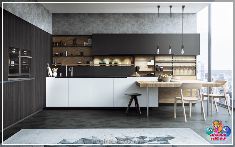 Чорна -белая кухня - 75 фотаздымкаў стыльнага дызайну і гармоніі камбінацыі