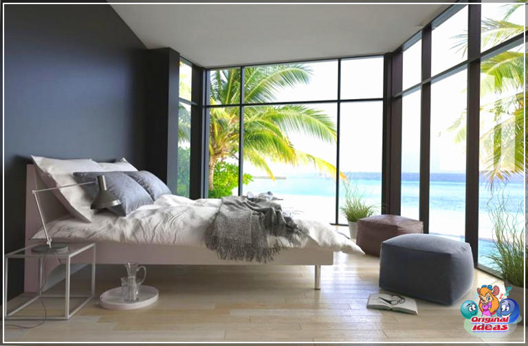 Трапічны рай Сучасная спальня з выглядам на акіян