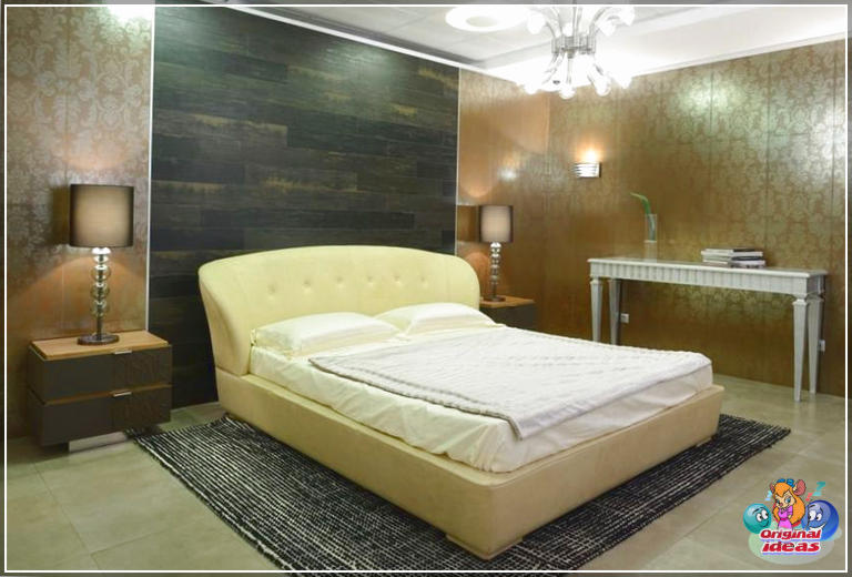 Сучасны дызайн спальні з белымі санямі