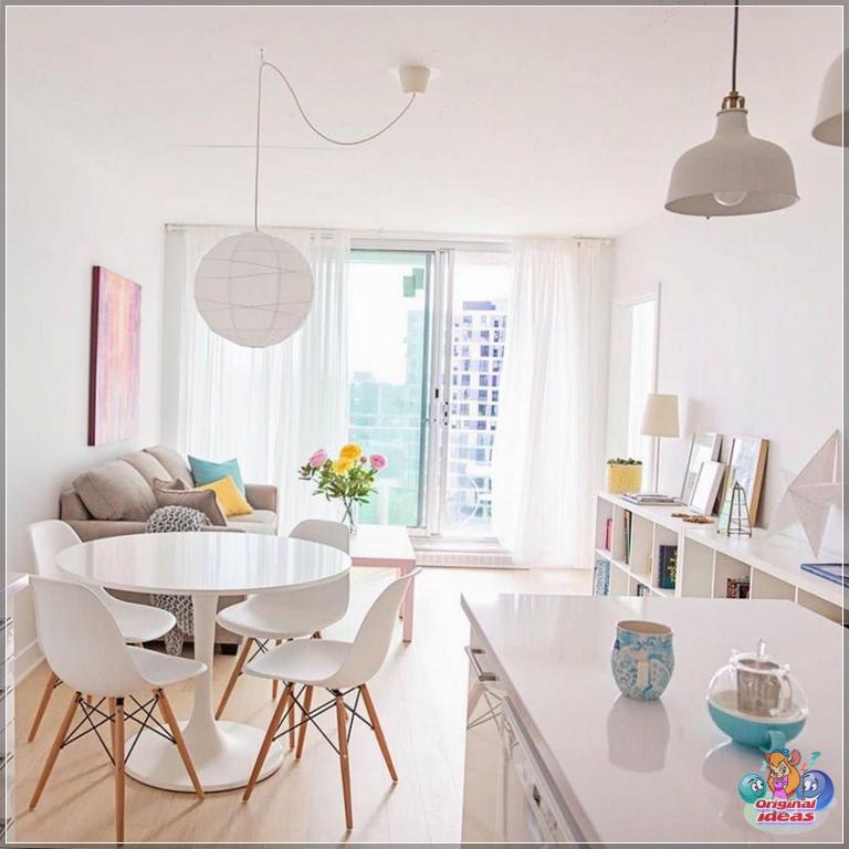 Adding bright elements divide the room into the necessary zones