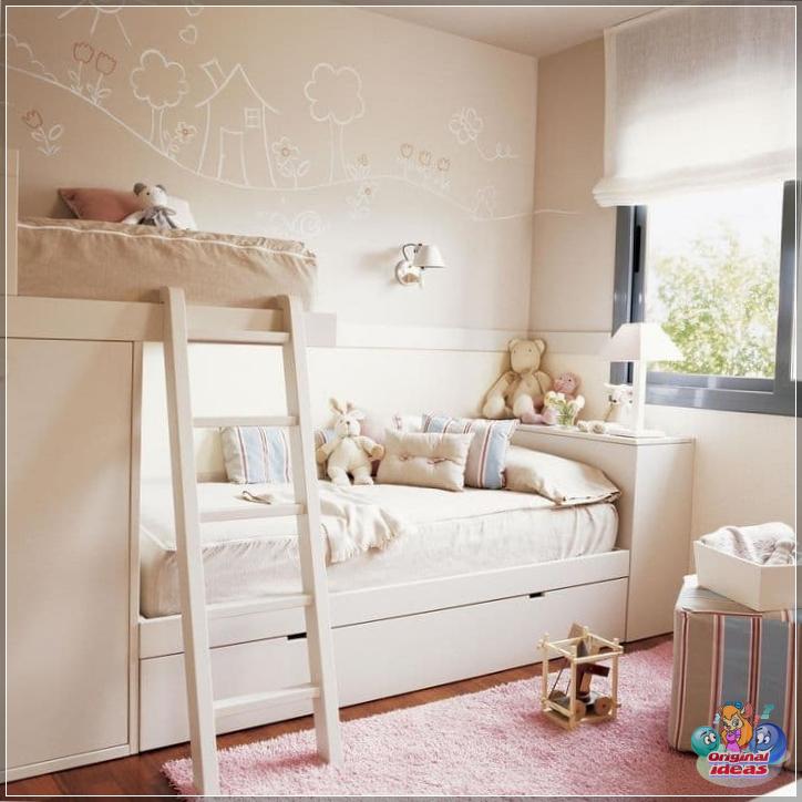 Romantic image of a baby's room in a delicate cream color